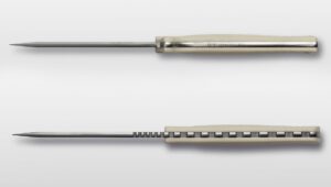 widok na grzbiet i spodnią krawędź noża