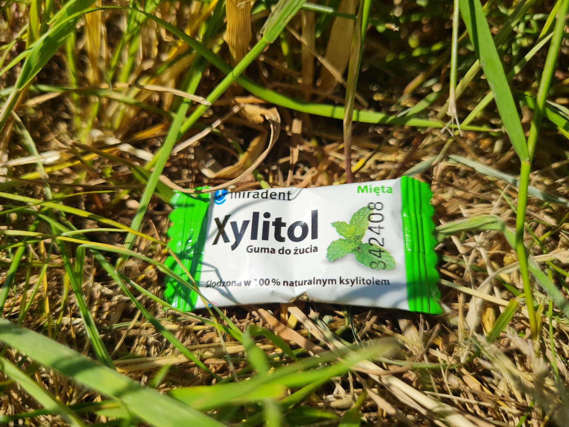 niewielkie opakowanie gum do żucia z ksylitolem