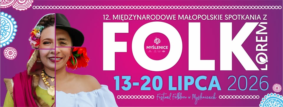 Plakat 12. Międzynarodowych Małopolskich Spotkań z Folklorem, 13-20 lipca 2026